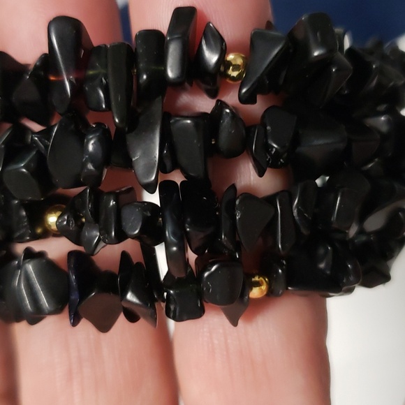 Black Obsidian chips bracelet - Picture 4 of 4